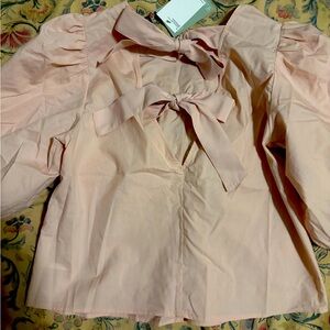 Elegant Pink Bow Tie Women's Top new size s